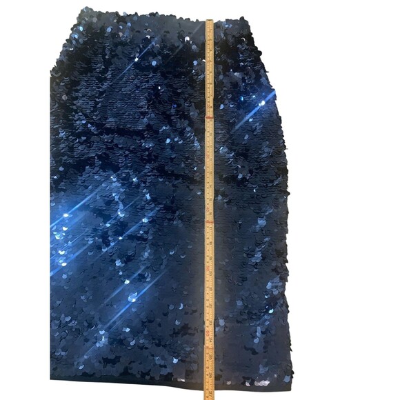 Halogen Skirt Womens Small Blue Sequin Pencil Party Mini New Sparkle Statement - Picture 3 of 7